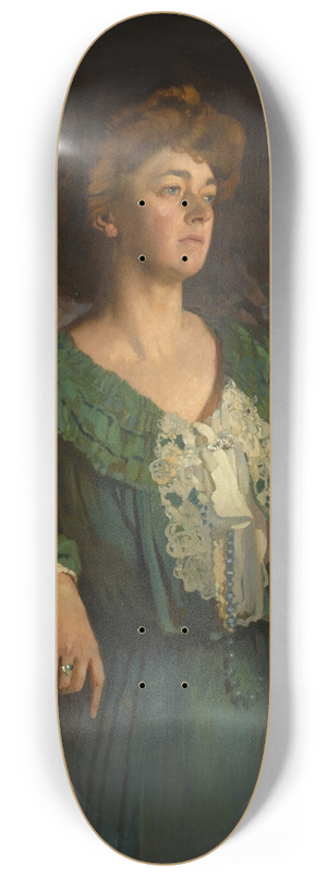 William Orpen - Portrait of Mary, Lady Gerard in a Green Dress 8.25 inch art skate deck