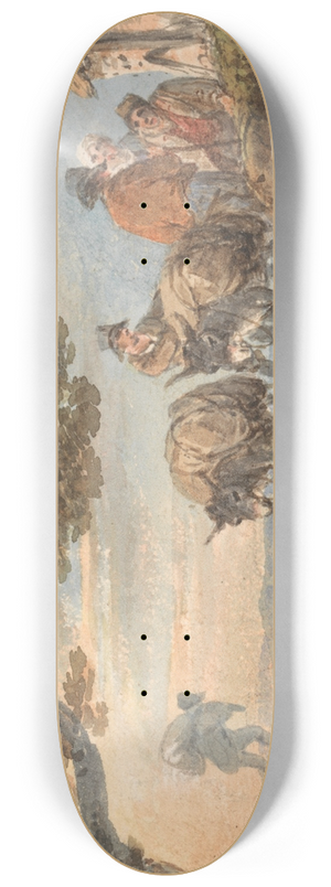 William Payne - Drivers and Burros Resting at Sunset 8.25 inch art skate deck