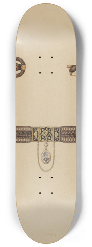 William P. Shearwood - Brooch and Bracelet with Portrait 8.25 inch art skate deck