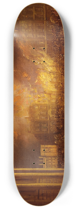 William Sadler the Younger - The Burning of the Arcade in College Green, Dublin 8.25 inch art skate deck