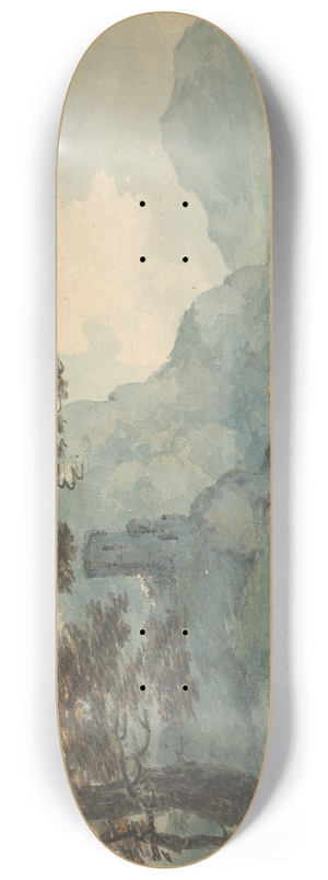 William Sawrey Gilpin - Two Men on a Bridge 8.25 inch art skate deck