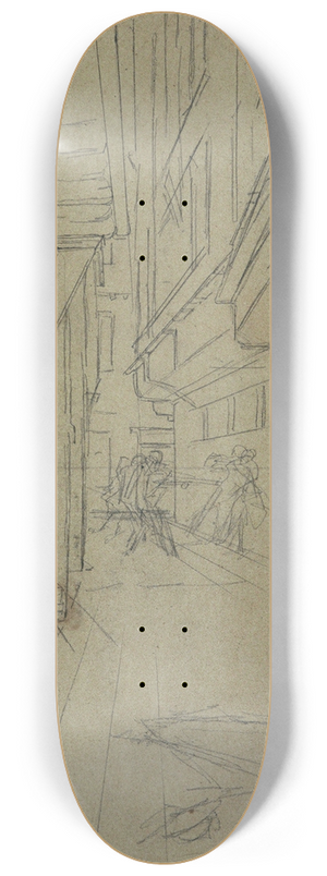 August von Pettenkofen - Perspektivskizze zu Straenkampf in einem venezianischen Gsschen 8.25 inch art skate deck