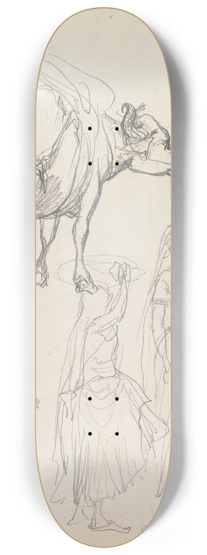 William Simpson - Study of an Ox and Standing Figures 8.25 inch art skate deck