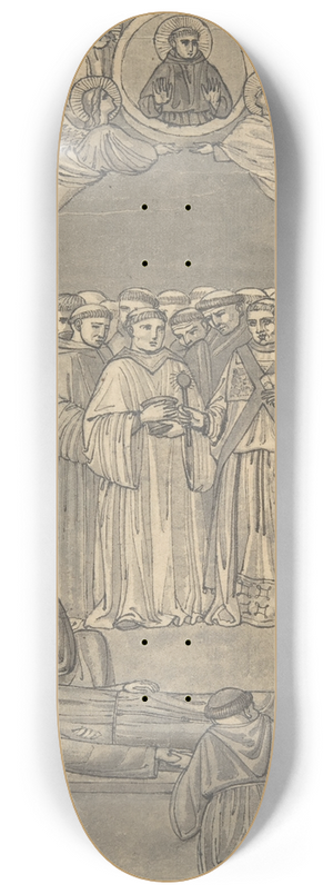 William Young Ottley - Death of St. Francis, after Giotto, upper Church S. Francesco, Assisi 8.25 inch art skate deck