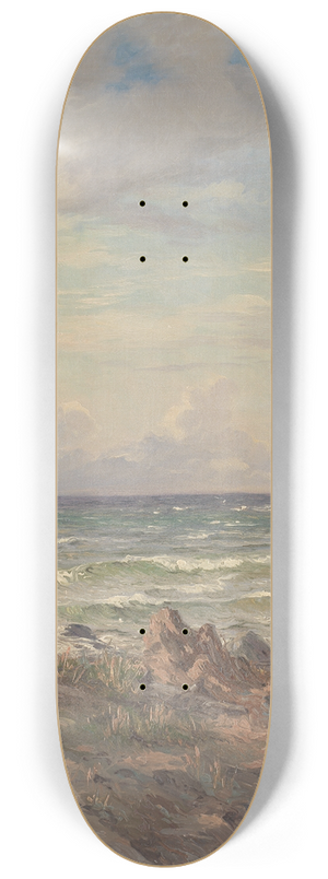 August Wilhelm Boesen - Kystparti med stenet strand 8.25 inch art skate deck