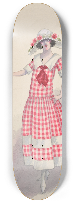 Will R. Barnes - Gingham girl, 6 8.25 inch art skate deck