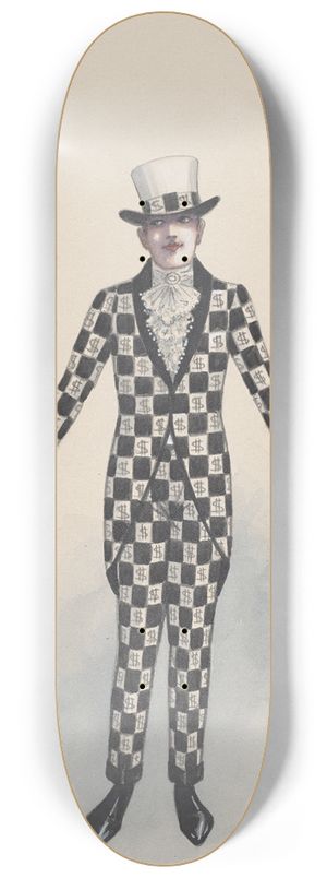 Will R. Barnes - Man in money suit 8.25 inch art skate deck