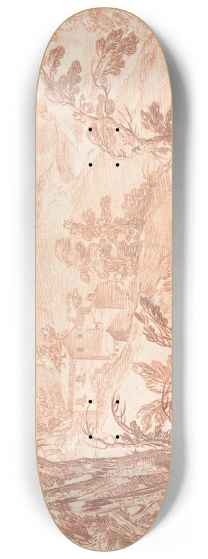 Aureliano Milani - Hilly Landscape with Three Figures 8.25 inch art skate deck