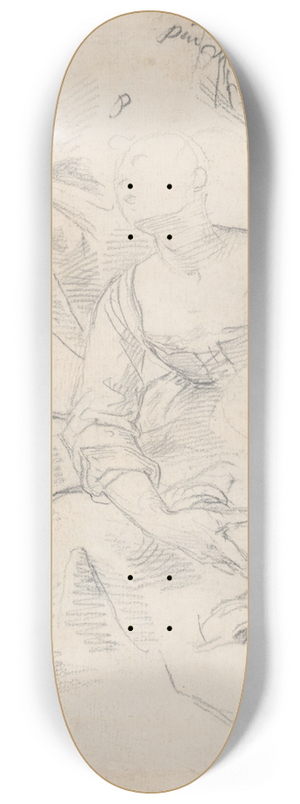 Aurelio Lomi - Seated Woman with Studies of Arms and Legs 8.25 inch art skate deck