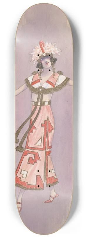 Will R. Barnes - Womans costume; Pink dress, 2 8.25 inch art skate deck