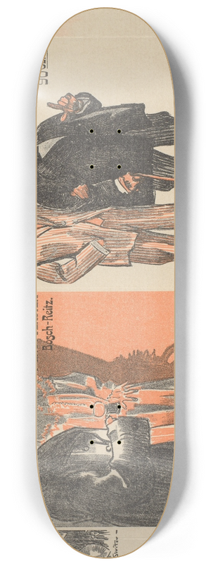 Willy Sluiter - Reclamebiljet voor vier uitgaven van de Modern-Bibliotheek 8.25 inch art skate deck