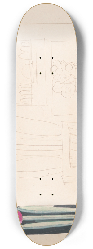 Winold Reiss - Designs for theater with black-framed proscenium and boldly colored settings.] [Study for stage light wall decoration, possibly for Caf Crillon (277 Park Avenue) . 8.25 inch art skate deck