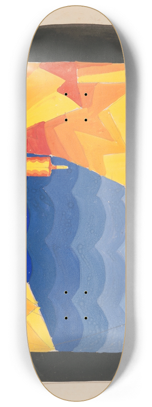 Winold Reiss - Designs for theater with black-framed proscenium and boldly colored settings.] [Study for stage light wall decoration, possibly for Caf Crillon (277 Park Avenue) 8.25 inch art skate deck