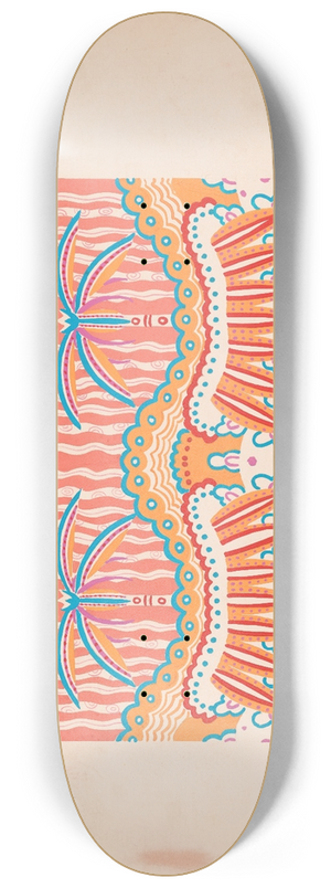 Winold Reiss - Graphic textile or wallpaper designs with geometric patterns.] [Interior; mural color study, tropical theme with palm trees 8.25 inch art skate deck