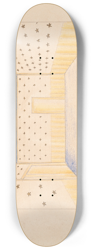 Winold Reiss - Interior design drawings for unidentified rooms.] [Sketch for unidentified room with starred walls 8.25 inch art skate deck