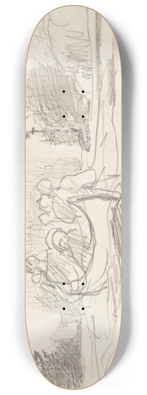 Winslow Homer - Canoe with Three Men, Ile Maligne, Quebec 8.25 inch art skate deck
