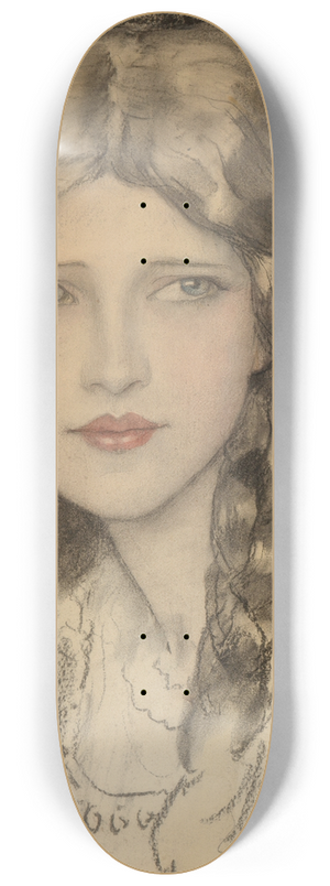 Wladyslaw Theodore Benda - Girl with Braids 8.25 inch art skate deck