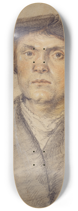 Wolf Huber - Portrait of a Man Waering a Fur-Lined Coat and Broad-Rimmed Hat 8.25 inch art skate deck