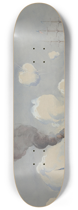 Worden Wood - Action between U.S.S. Monitor and C.S.S. Ram Merrimac, in Hampton Roads, VA; CivilWar 8.25 inch art skate deck