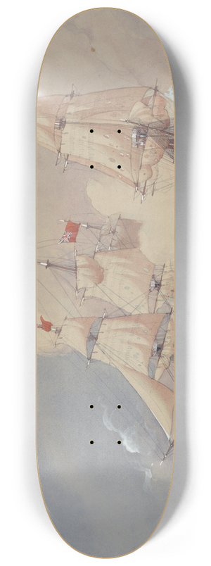 Worden Wood - Taking of th Fox Brig by the Hancock American, 28 May 1777;1925 8.25 inch art skate deck