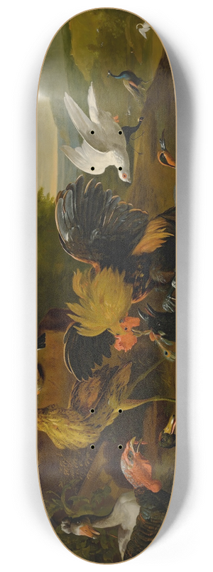 Workshop ofMelchior de Hondecoeter - Aesops fable of the raven 8.25 inch art skate deck