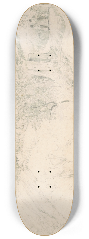 Worthington Whittredge - Hillside with Houses and Figures 8.25 inch art skate deck