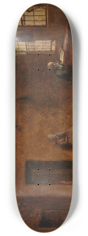 Worthington Whittredge - Sunday Morning, New England (Figures painted by Eastman Johnson) 8.25 inch art skate deck