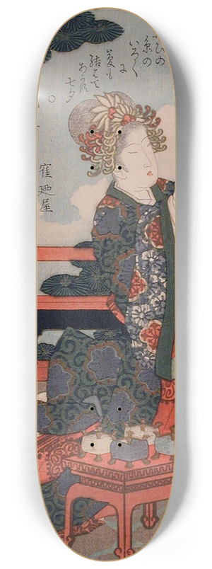 Yashima Gakutei - Representing the Tanabata Festival; Weaver Princess Threading a Needle 8.25 inch art skate deck