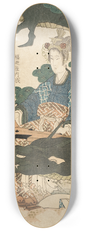 Yashima Gakutei - Taizhenwang Furen Playing One-String Chin, Encircled by Dragon 8.25 inch art skate deck