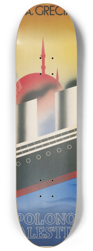 Zygmunt Glinicki - Linia Polono Palestinean ; La Palestina, Grecia i Turcia 8.25 inch art skate deck