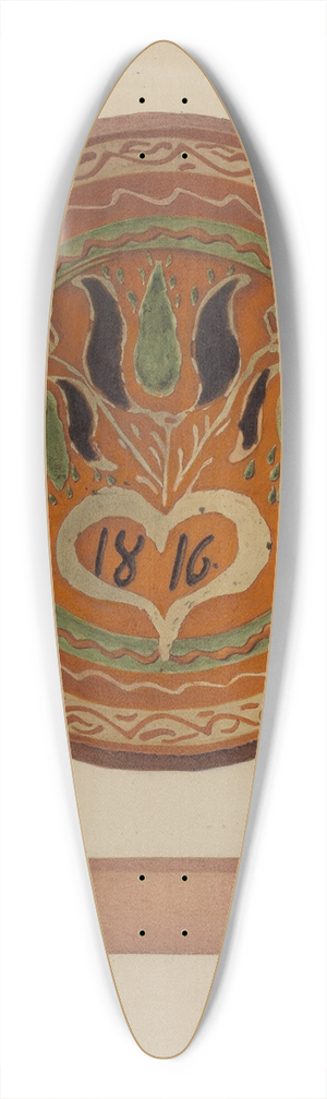 Aaron Fastovsky - Pa. German Scraffito Plate 39.3 inch art pintail longboard deck