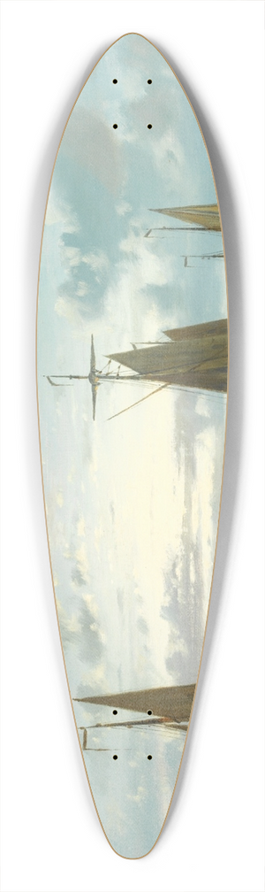 Abraham Hulk - Fishing Boats On The Scheldt 39.3 inch art pintail longboard deck Abraham Hulk - Fishing Boats On The Scheldt 39.3 inch art pintail longboard deck