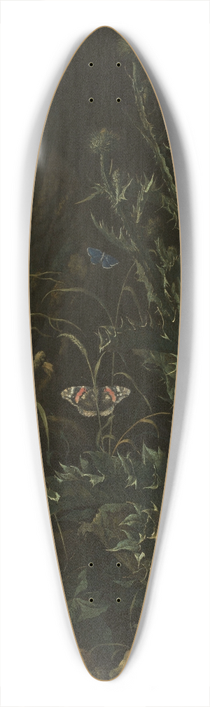 Abraham Jansz. Begeyn - Thistles, butterflies and a lizard 39.3 inch art pintail longboard deck