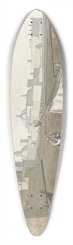 Abraham-Louis-Rodolphe Ducros - Gezicht op de haven van Bari aan de zuidkant 39.3 inch art pintail longboard deck
