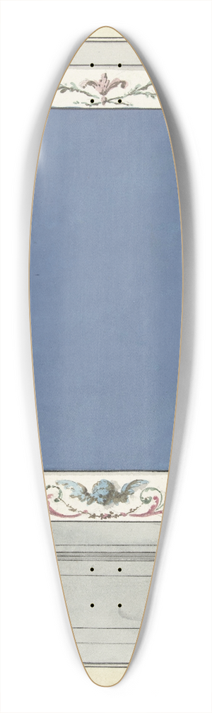 Abraham Meertens - Ontwerp voor kamerversiering met een paneel met centraal een blauwe achthoek 39.3 inch art pintail longboard deck