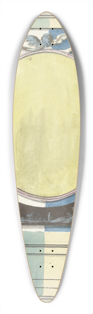 Abraham Meertens - Ontwerp voor kamerversiering met een paneel met centraal een gele ovaal 39.3 inch art pintail longboard deck