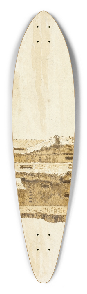 Abraham Rademaker - Ruins of the Merwede Manor seen from the Front with Dordrecht in the Background 39.3 inch art pintail longboard deck