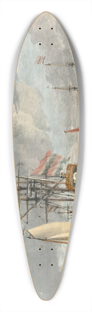 Abraham Storck - Grand navire de la couronne du Danemark prs dun littoral 39.3 inch art pintail longboard deck