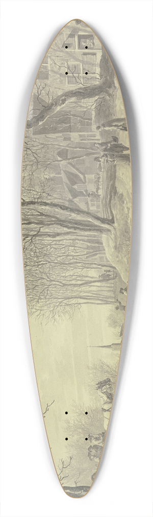 Abraham Teerlink - Winterlandschaft, Schlittschuhlufer auf dem Kanal, ber den eine steinerne Brcke fhrt 39.3 inch art pintail longboard deck