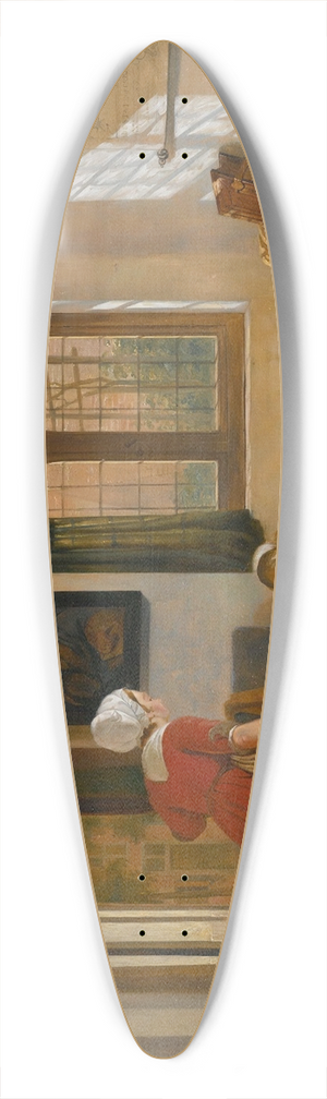 Abraham Van Strij - Interior with a maid, a girl with a dog, anda map of dordrecht 39.3 inch art pintail longboard deck