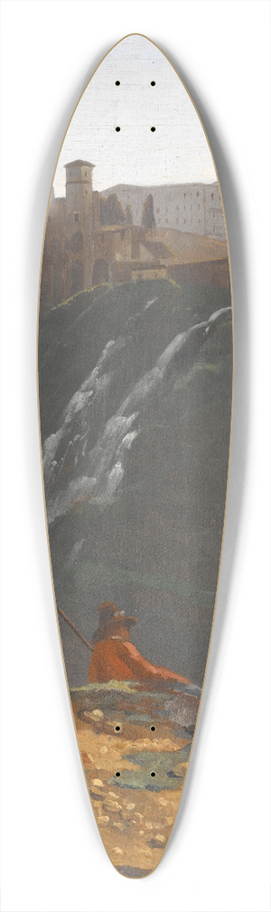 Achille Etna Michallon - Goatherd Opposite the Falls of Tivoli 39.3 inch art pintail longboard deck