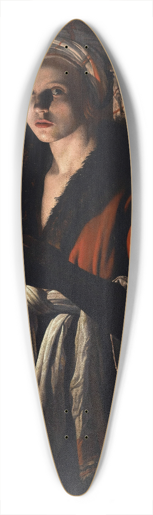 Adam de Coster - A Young Woman Holding A Distaff Before A Lit Candle 39.3 inch art pintail longboard deck