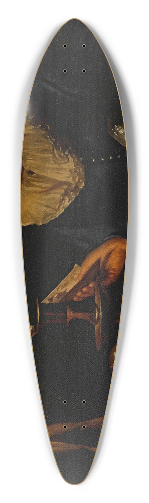 Adam de Coster - Boy behind a table with statuettes reading by candlelight 39.3 inch art pintail longboard deck