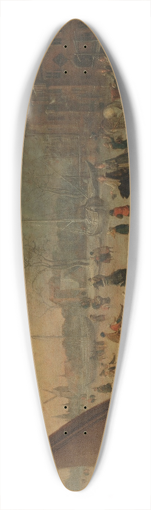 Adam van Breen - Landscape with frozen Canal, Skaters and an Ice-Boat 39.3 inch art pintail longboard deck