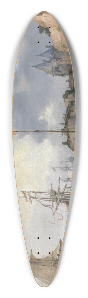 Adam Willaerts - Dutch Harbour with Sailing Ships 39.3 inch art pintail longboard deck