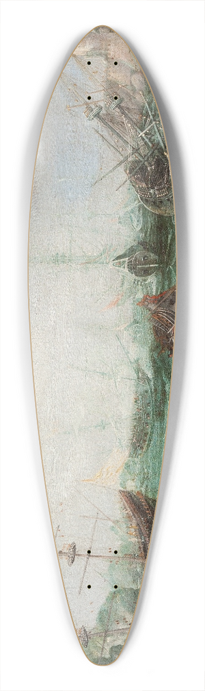 Adam Willaerts - Harbour scene 39.3 inch art pintail longboard deck Adam Willaerts - Harbour scene 39.3 inch art pintail longboard deck