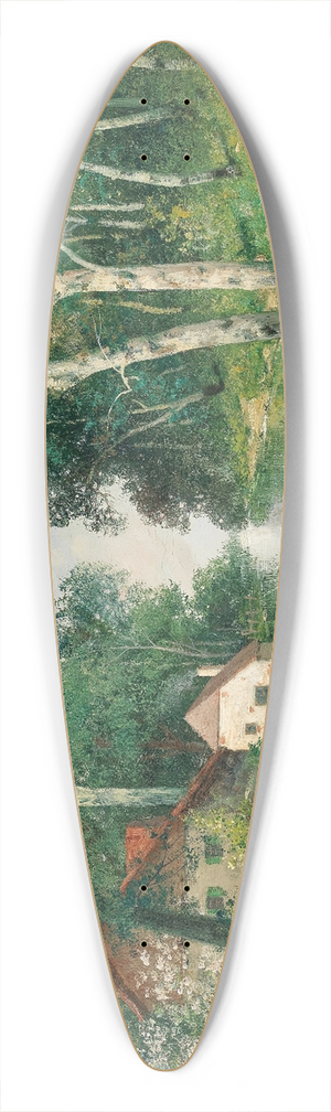 Adolf Kaufmann - A River Landscape in Spring 39.3 inch art pintail longboard deck