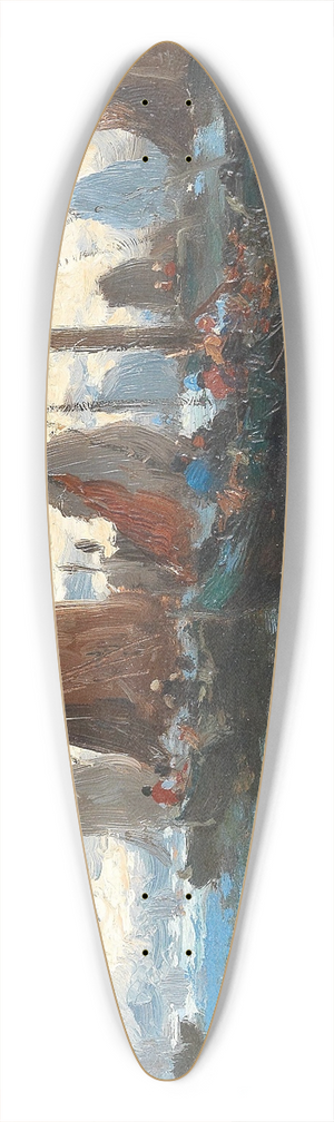 Adolf Kaufmann - Seascape with Many Sailing Boats 39.3 inch art pintail longboard deck