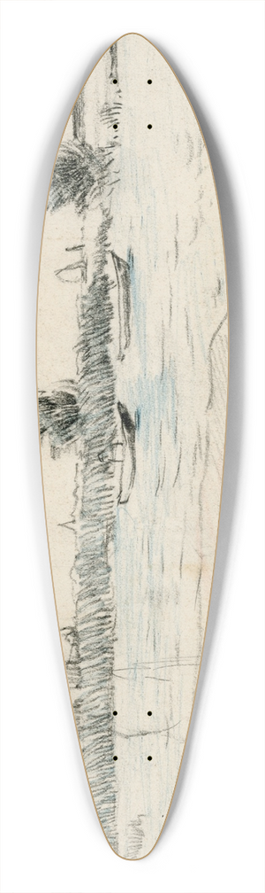 Adolf le Comte - Meer met enkele roeibootjes 39.3 inch art pintail longboard deck