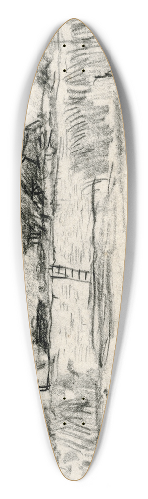 Adolf le Comte - Roeibootje op een meer 39.3 inch art pintail longboard deck Adolf le Comte - Roeibootje op een meer 39.3 inch art pintail longboard deck